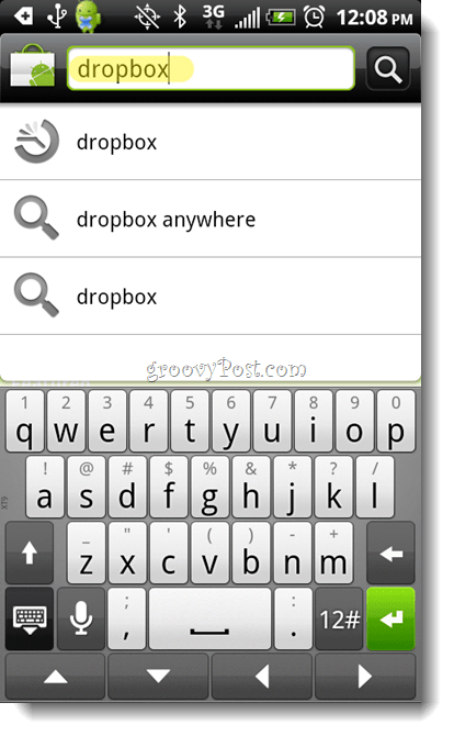 „Android Dropbox“ paieškos programa