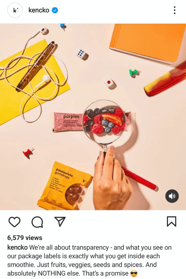 „Instagram“ ritės dalijimosi prekės ženklo vertybėmis pavyzdys