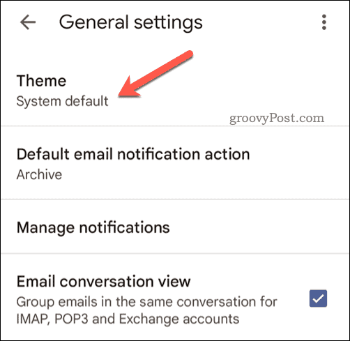 Pasirinkite „Gmail“ temą mobiliesiems