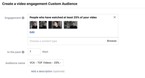 Sukurkite „Facebook“ vaizdo įrašų žiūrovų auditoriją, 2 žingsnis.