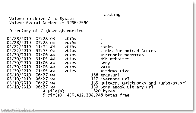 atspausdintas katalogas, apimantis „Windows 7“ aplanko turinį