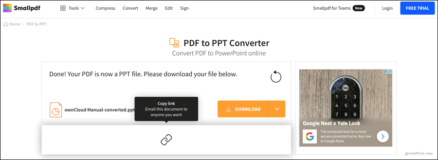 Smallpdf konvertuotas PDF į „PowerPoint“