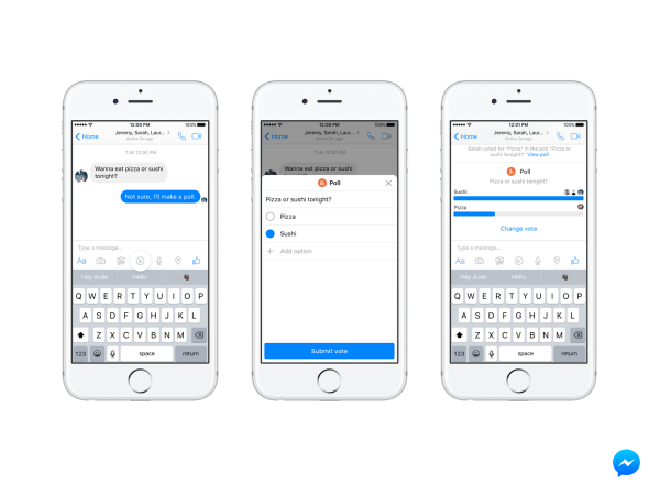 „Facebook Messenger“ apklausos ir mokėjimai