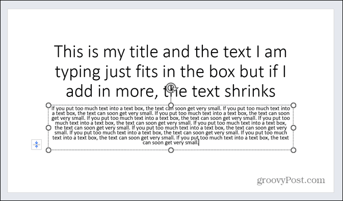 Powerpoint tekstas per mažas