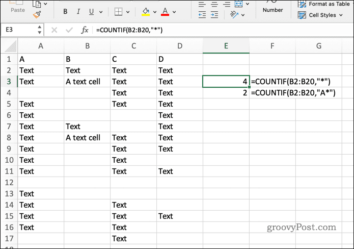 CONITF formulė Excel