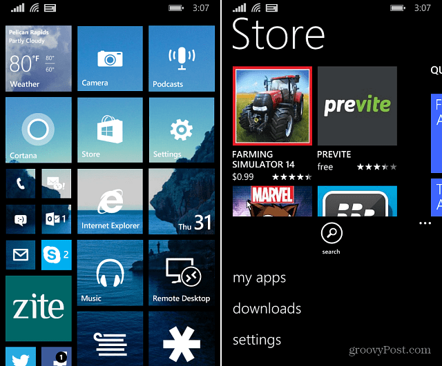 „Windows Phone 8.1“ parduotuvės nustatymai