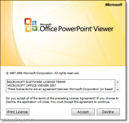 „Microsoft PowerPoint Viewer“ diegimas
