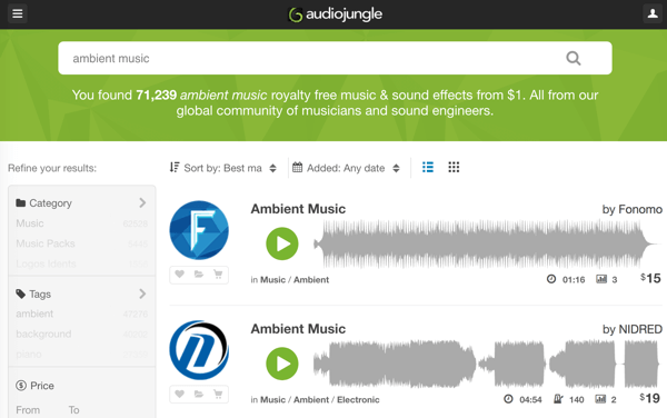 Ieškokite naudodami tvirtą „AudioJungle“ muzikos ir garso takelių nemokamą biblioteką nuo 1 USD.