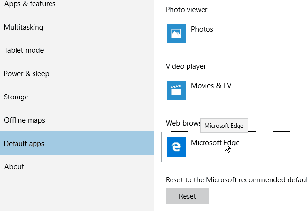 Briaunos naršyklė pagal nutylėjimą „Windows 10“