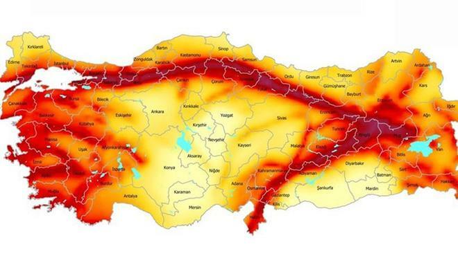 Turkijos žemės drebėjimo rizikos žemėlapis