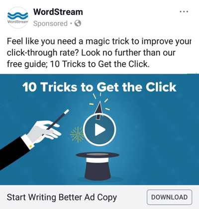 Rezultatų teikiančios „Facebook“ skelbimų technikos, pavyzdžiui, „WordStream“ siūlo nemokamą vadovą
