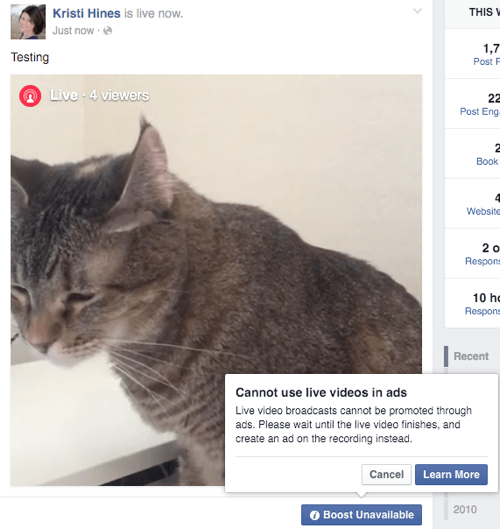 „Facebook“ tiesioginis vaizdo įrašas nėra pasiekiamas