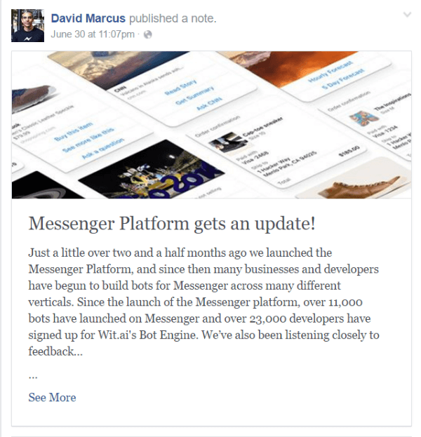„facebook messenger bot“ atnaujinimas