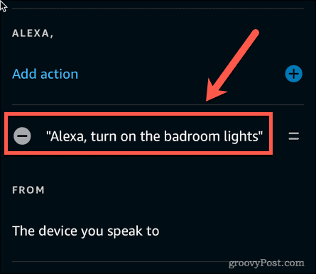 Alexa veiksmo frazė