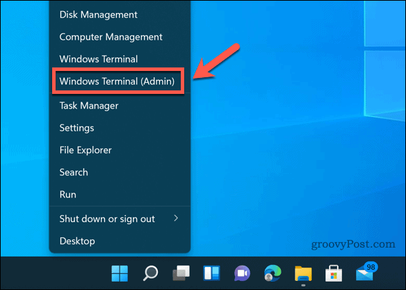 „Windows“ terminalo atidarymas sistemoje „Windows 11“.