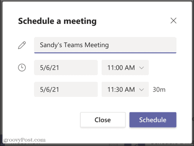 Susikurkite susitikimą „Microsoft Teams“ vėliau