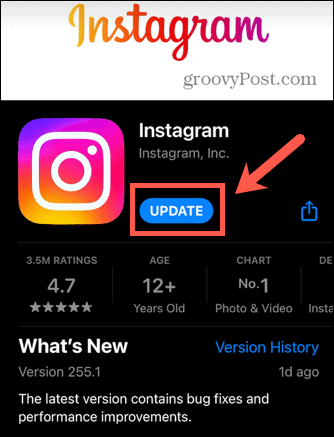 instagram atnaujinimo programa