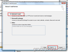 Sukurkite naują pašto abonementą „Outlook 2007“:: interneto el. Pašto radijo mygtukas