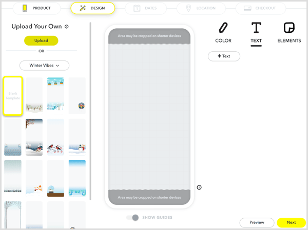 Norėdami sukurti savo filtrą, įkelkite savo meno kūrinius arba sukurkite juos naudodami „Snapchat“ įrankius.