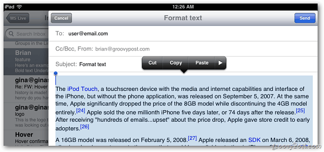„Apple iOS 5 Mail“: Dabar žinutėse yra teksto formatavimas