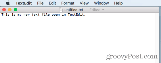 Tekstinis failas atidarytas „Mac“ „TextEdit“