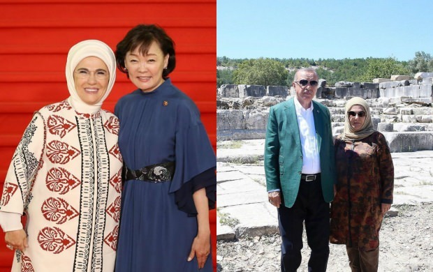 Pirmosios ponios Erdogan palydovas atitiko 2019 metų mados skara stilių