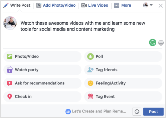 Jei planuojate bendrinti vaizdo įrašų seriją „Facebook“ žiūrėjimo vakarėlyje, tai aiškiai nurodykite aprašymo laukelyje.