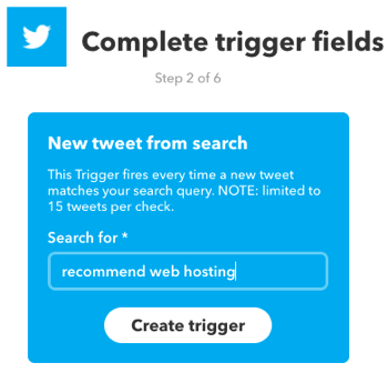 Sukurkite IFTTT programėlę, kurią suaktyvina „Twitter“ paieška.