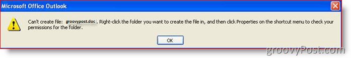 „Outlook“ klaida: Cant sukurti failą:: groovyPost.com