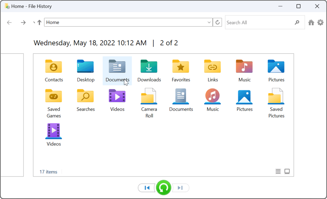 naudoti failų istoriją Windows 11
