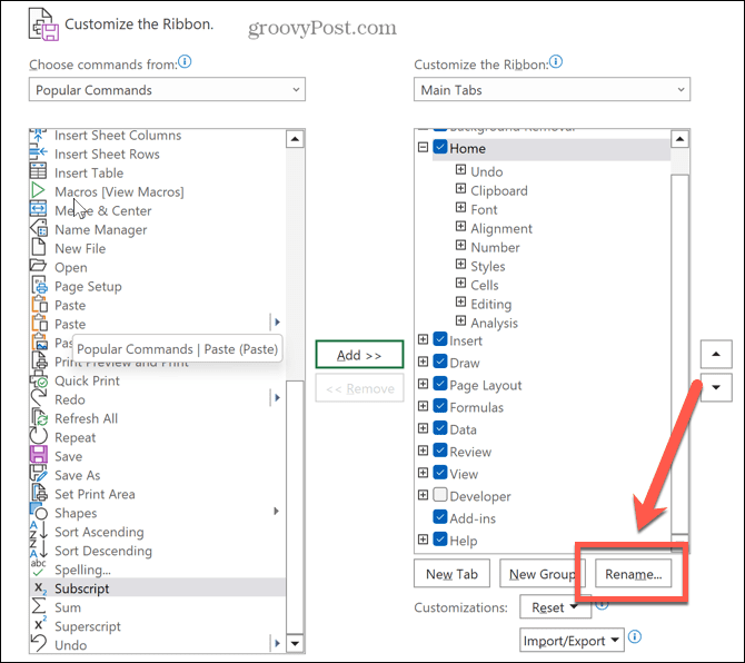 excel pervadinimo mygtukas