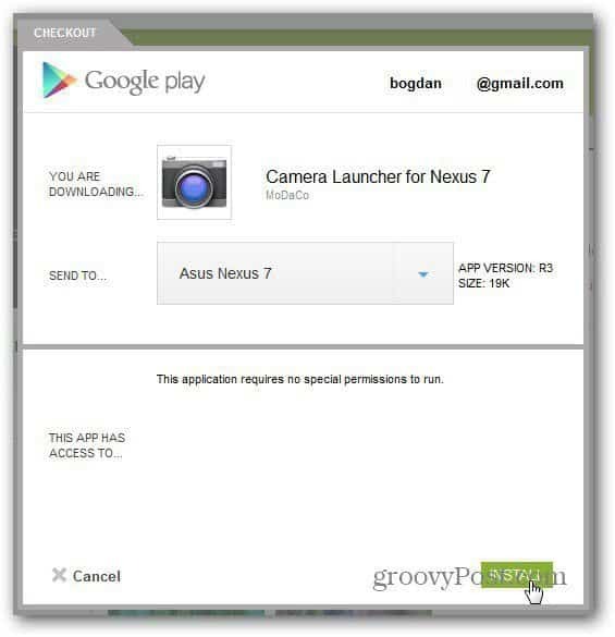 „Google Nexus 7“ diegimo kamera