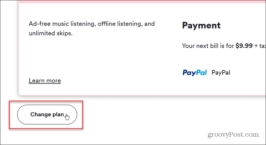 Pakeiskite mokėjimo būdą „Spotify“.
