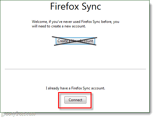 prisijungti prie „Firefox“ sinchronizavimo paskyros