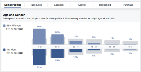 „Facebook“ auditorijos įžvalgos apie amžiaus lytį