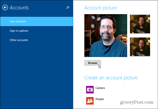 Kaip pakeisti „Windows 8.1“ abonemento paveikslėlį