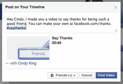 facebook ačiū vaizdo įrašas su draugo žyma