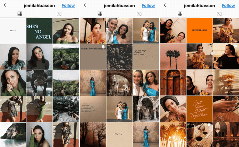 Jemilah Basson „Instagram“ verslo profilis