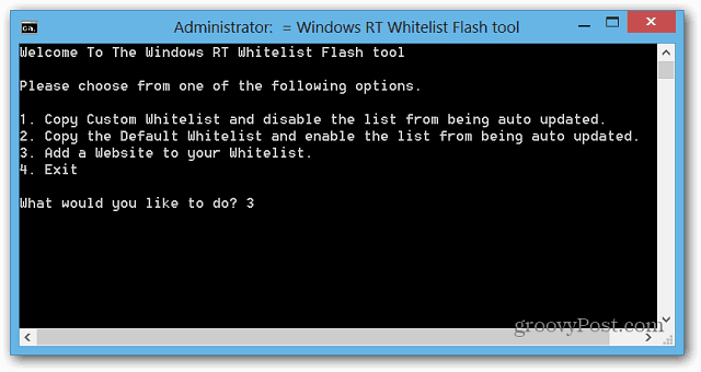 „WIndows RT Whitelist“ „Flash“ įrankis