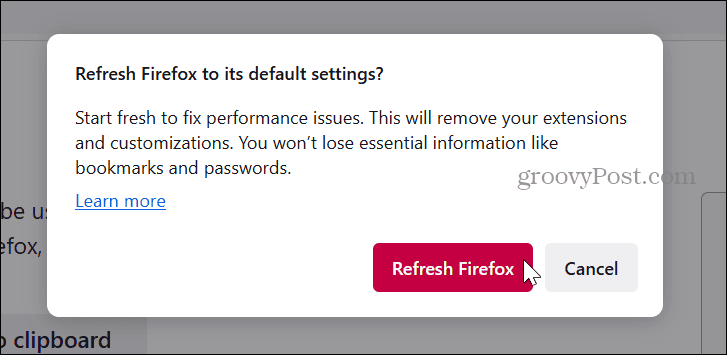 „Firefox“ atnaujinimo mygtukas