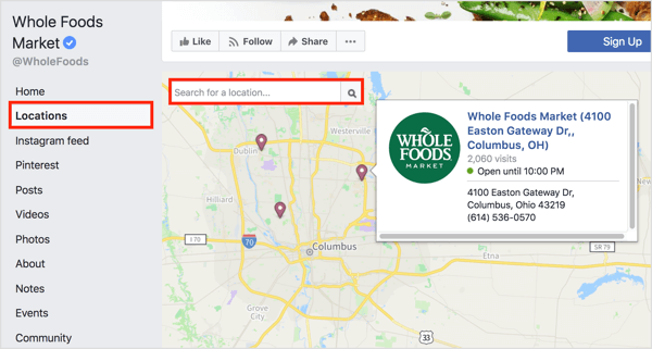 „Facebook“ puslapyje spustelėjus skirtuką „Vietos“, žemėlapyje pateikiamos atskiros vietos. 