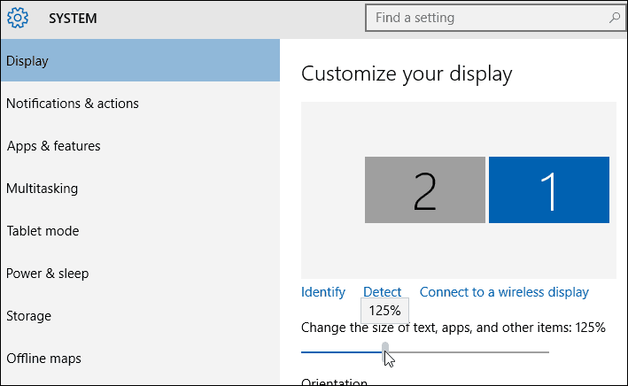 Teksto dydžio nustatymai „Windows 10“