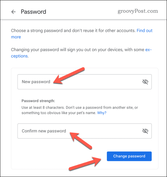Nustatykite naują Gmail slaptažodį