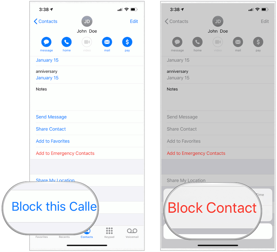 Blokuoti kontaktą