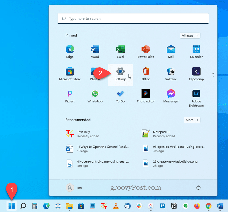 Atidarykite „Nustatymų“ programą „Windows 11“.