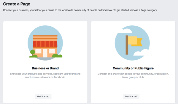 1 žingsnis, kad sukurtumėte „Facebook“ verslo puslapį.