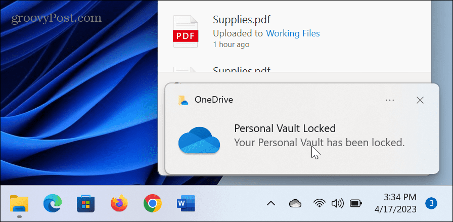 „OneDrive“ asmeninio saugyklos užrakto laikas