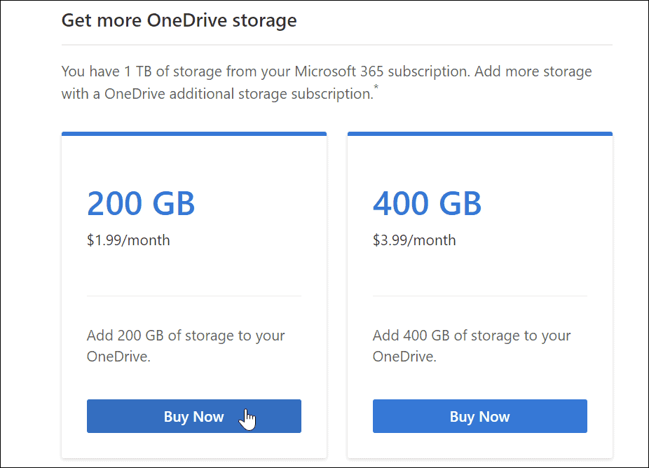 gauti daugiau „OneDrive“ saugyklos