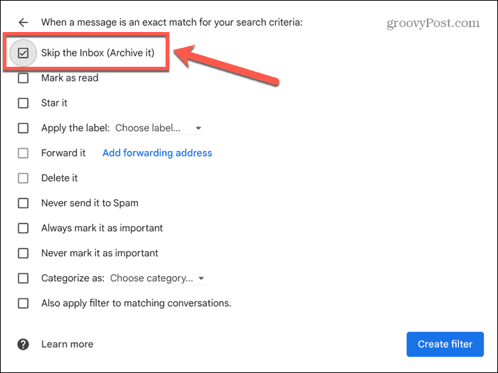 gmail praleisti gautuosius