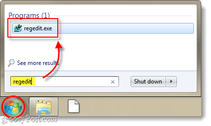 paleisti registro rengyklę Windows 7 ar Vista